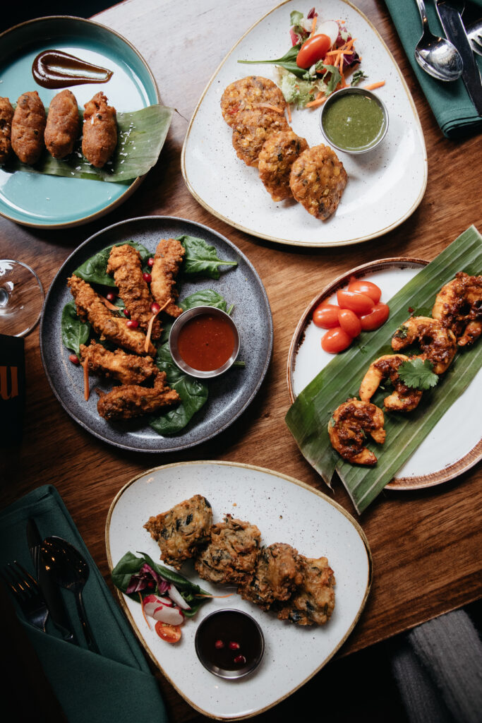 South Indian dishes with coconut, lentils and spices served at Madurai restaurant in Glasgow